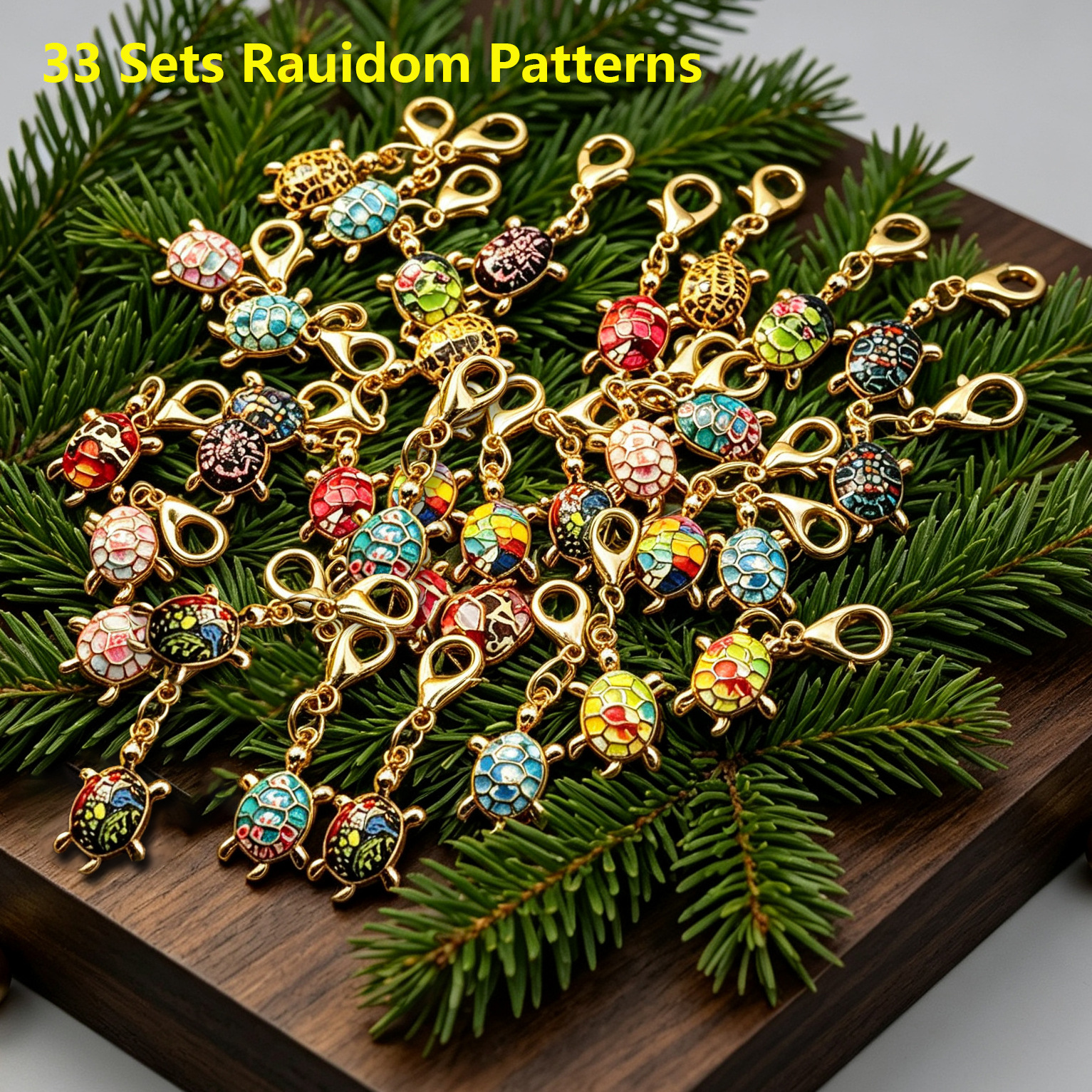 TEMU Gift For Her/him 33pcs Random Pattern Turtle Keychains | Cute Turtle-shaped Pendant, Lobster Clasp, Lightweight And Durable | Suitable For