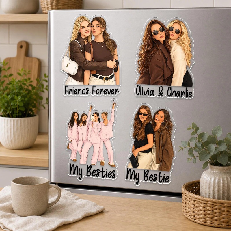 TEMU 1pc 2d Personalized Photo Portrait Fridge Magnets, Custom Photo Best Friend Magnet, Photo Magnet, Gift, Galentines Day Gift