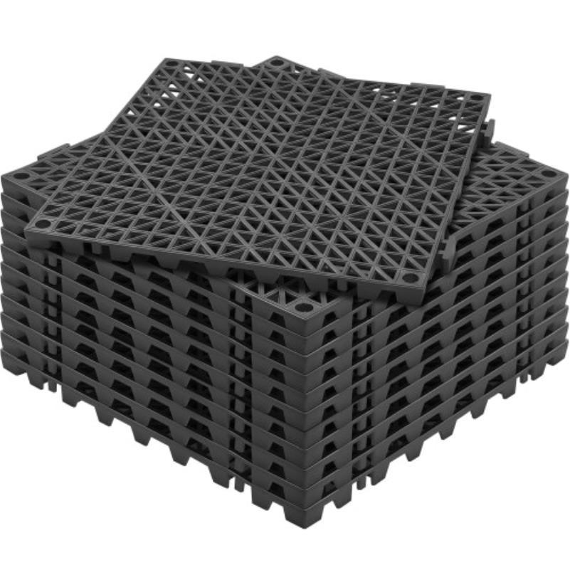 

Ensemble de 12 Dalles de Jardin en PVC Noir Antidérapantes 30x30x1.5cm avec Carrelage de Drainage à Fixation pour Utilisation Extérieure et Intérieure, Terrasse, Cuisine, Spa et Salle de Bain