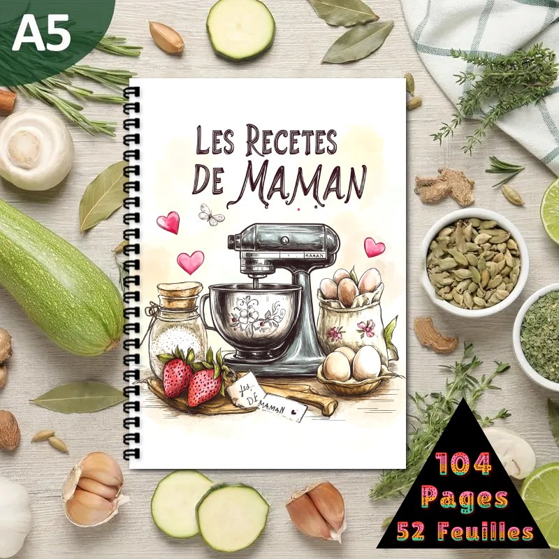 TEMU 1pc French Cookbook | A5 Spiral Bound Notebook, Recipe Collection Book For Men And Women, Can Hold Up To 100 Recipes, Hand-drawn Home Baking