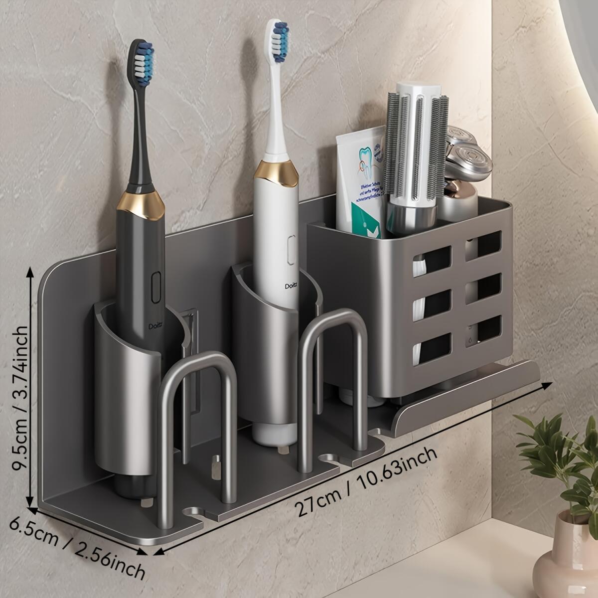 Image of Wall Mountable Bathroom Storage Electric Toothbrush Holder, Toothbrush And Toothpaste Holder, Razor Holder For Shower, No Cup, Use Without Electricity, For Bathrooms