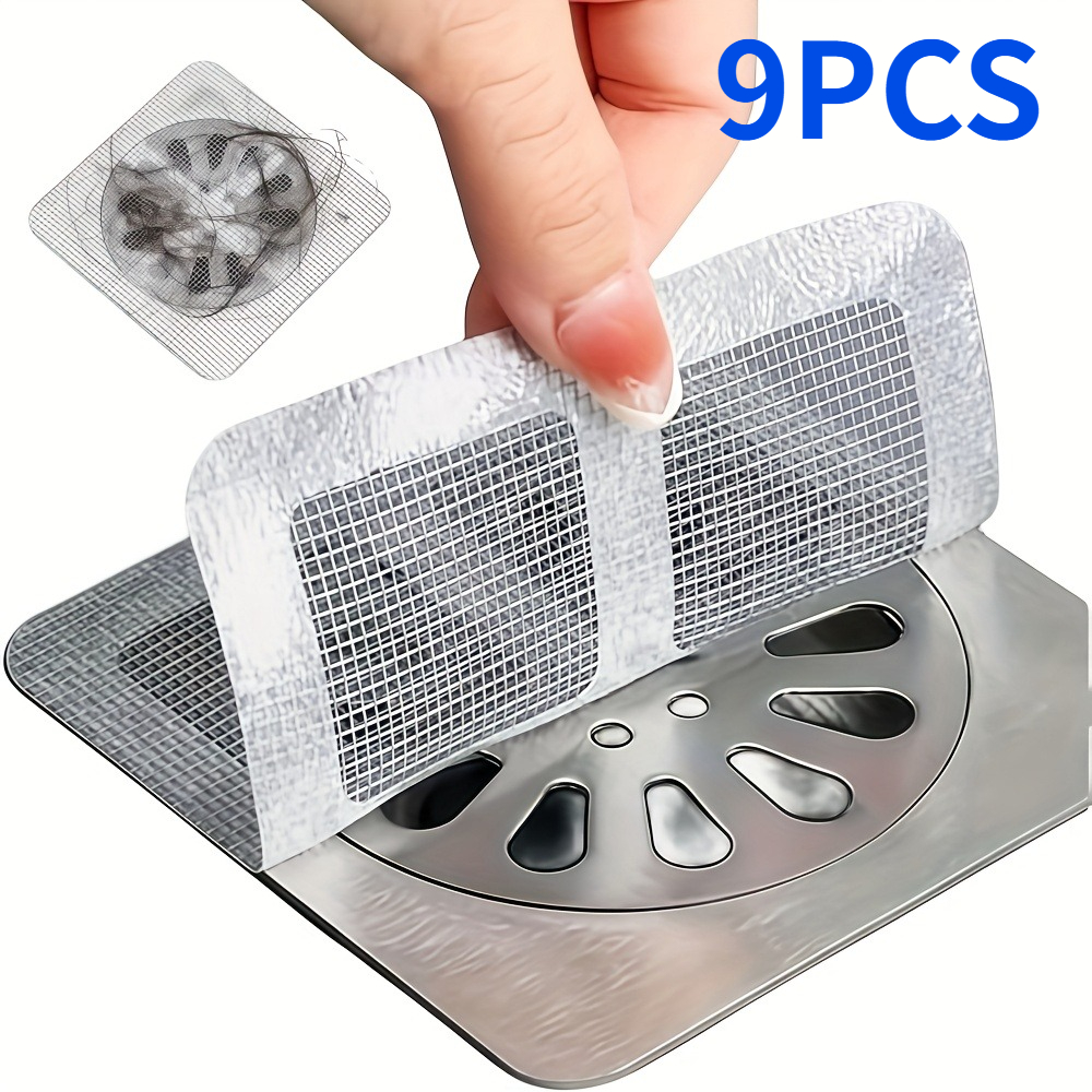 TEMU Lot de 9 attrape-cheveux pour salle de bain, filtres de de sol, autocollants auto-adhésifs pour de cuisine, -obstruction et -insectes