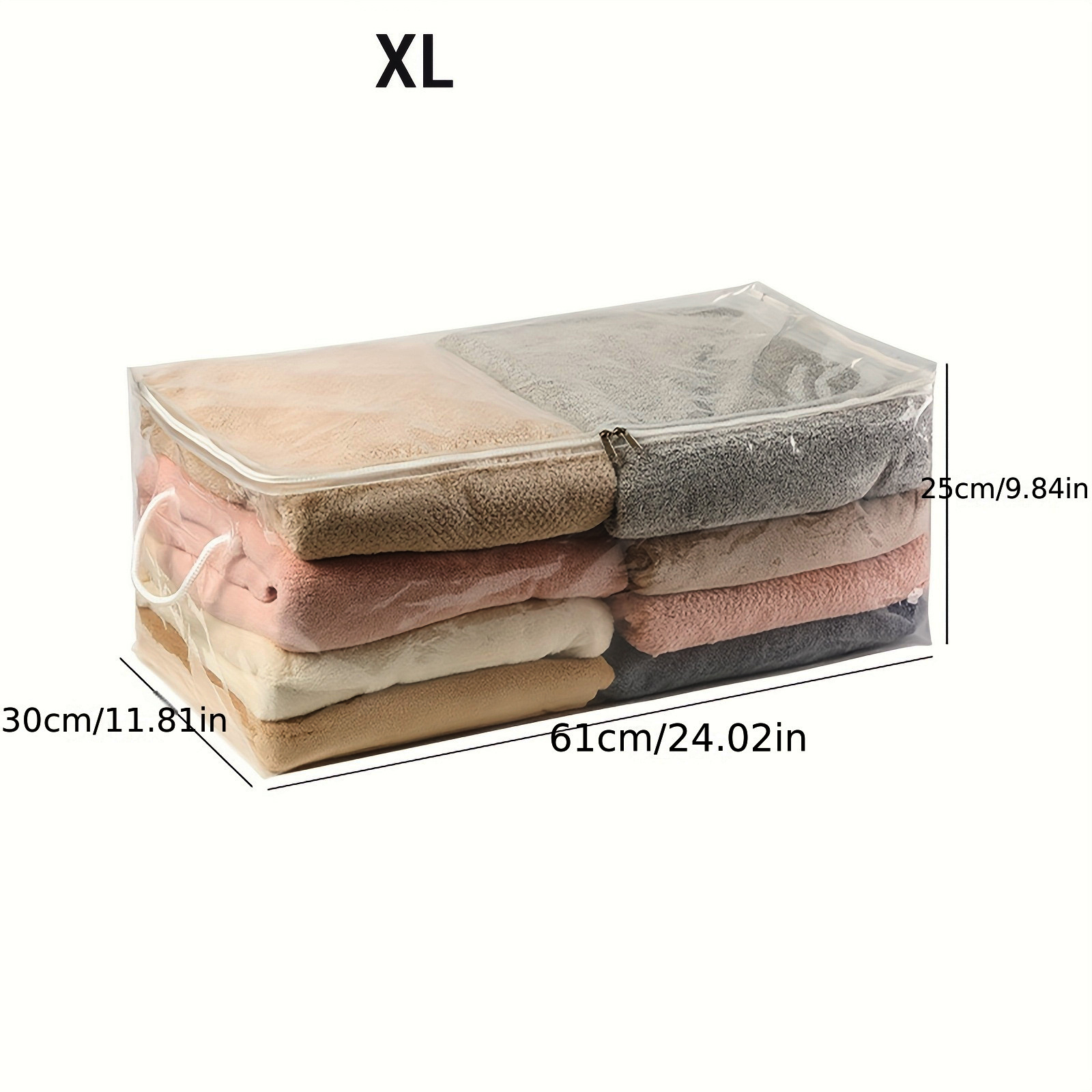 RIKOOI Transparent PVC Storage Bag with Zipper and Handle, Multiple Sizes