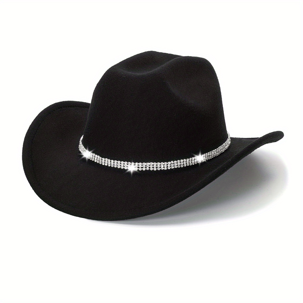 6398 Women Rhinestone Cowboy Hat Wide Brim Felt Cowgirl Hats Shiny Party Gossifan Western Hats for Women Men Sparkly Cowgirl Hat Wide  main image 3