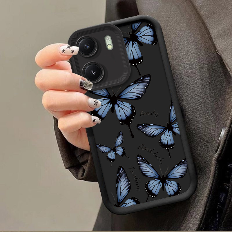 TEMU Funda para teléfono: para Redmi 13C 4G, cubierta protectora suave de silicona con de mariposas de moda