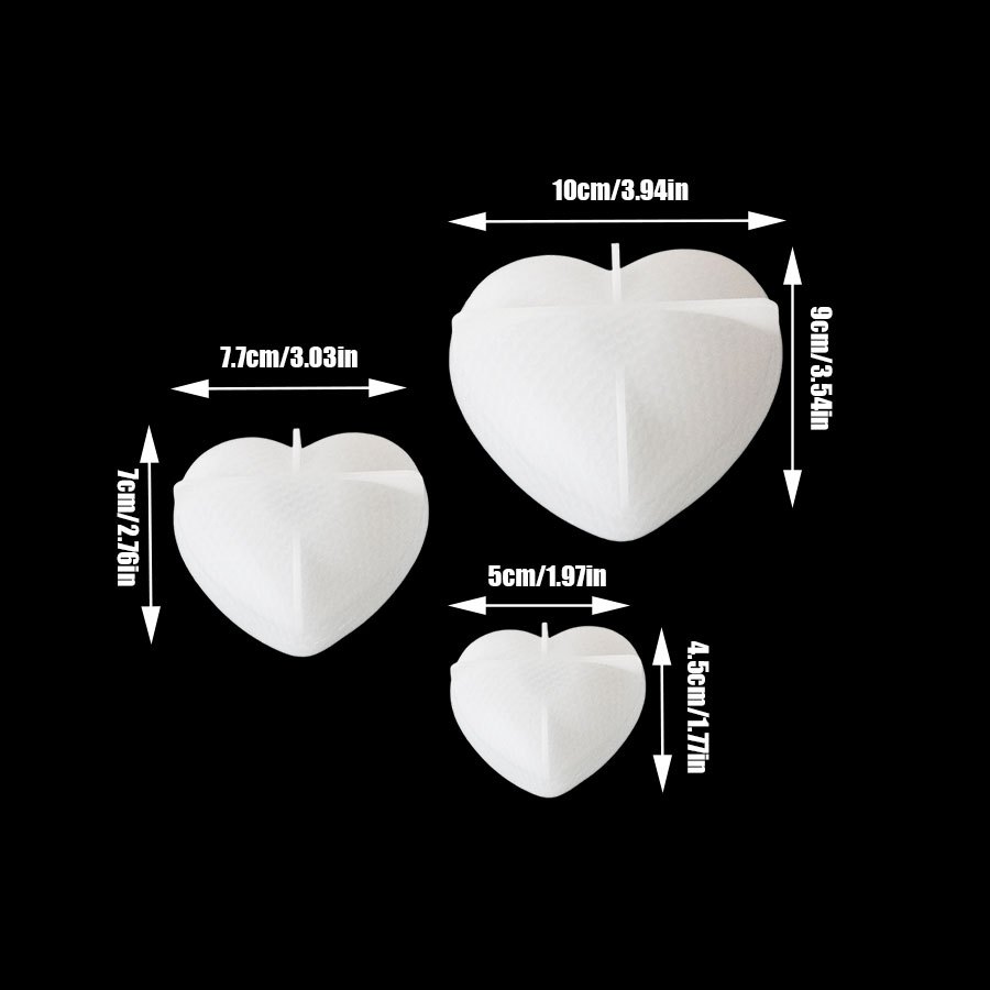 3pcs Heart Shaped Silicone Candle Molds | Large, Medium, Small Sizes For Casting Heart Soap, Epoxy Resin, And Candles - Dnejiu Brand