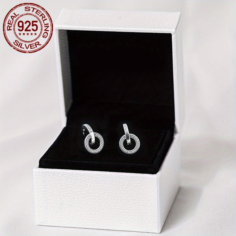 925 Sterling Silver Circle Earrings with Zirconia for Women