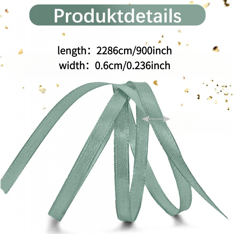 6mm X 23m Sage Green Satin Craft Ribbon – Ideal For Birthday, Christening, Gift Packaging & Holiday Diy Projects