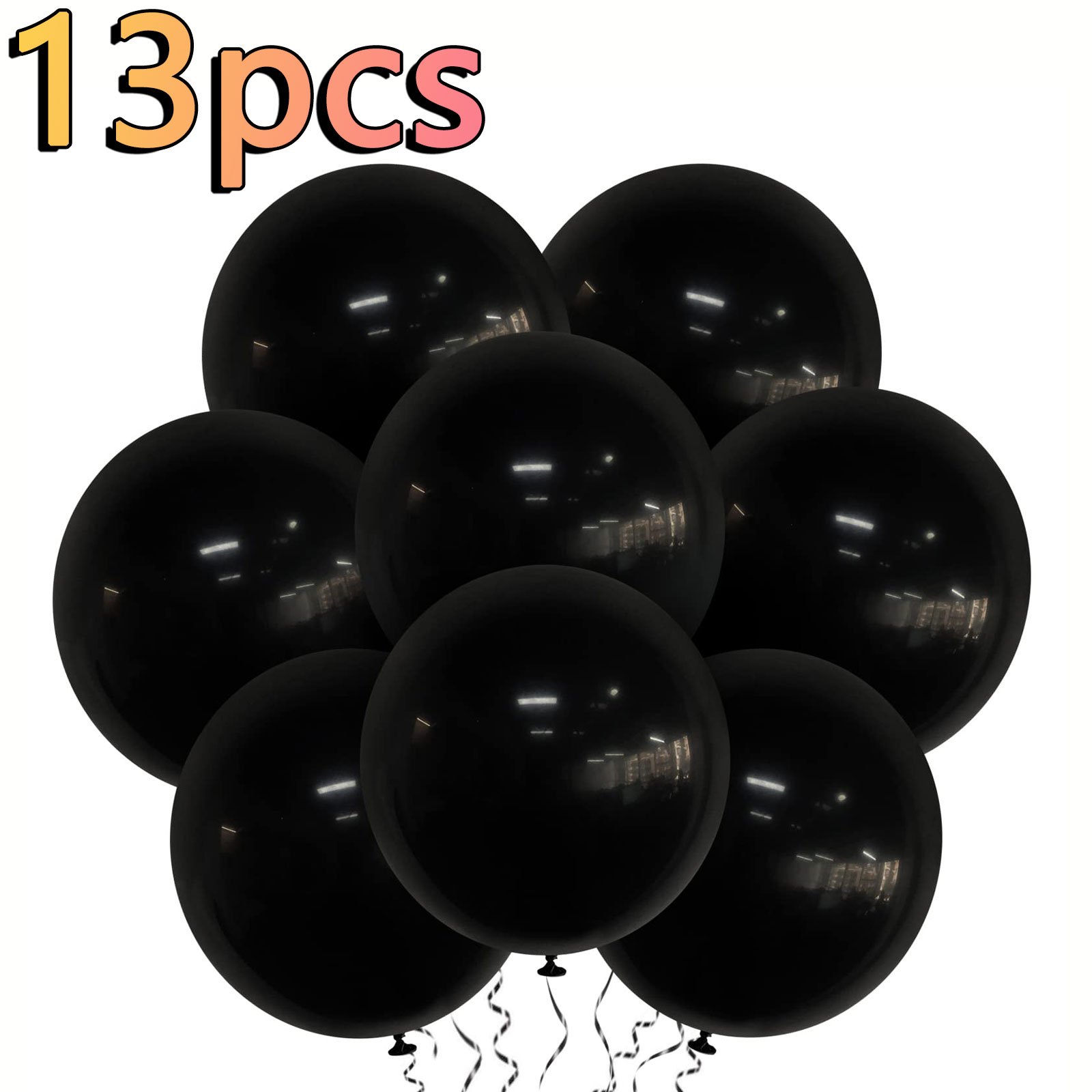 TEMU 13pcs Black Enormous Thickened Latex Balloons, 18inch Black Jumbo Thickened Large Round Latex Party Balloons, For Photo Shoot, Black Theme