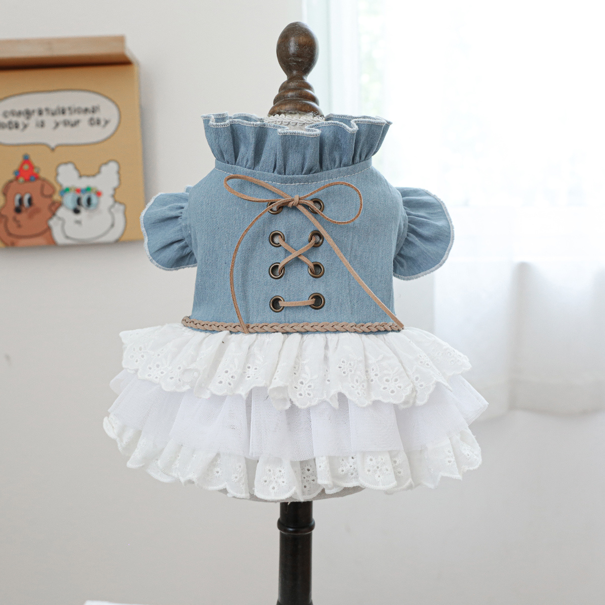 TEMU Robe confortable pour chiens Bichon, de Poméranie et Teddy - Vêtement doux, confortable et décontracté pour petits animaux mignons