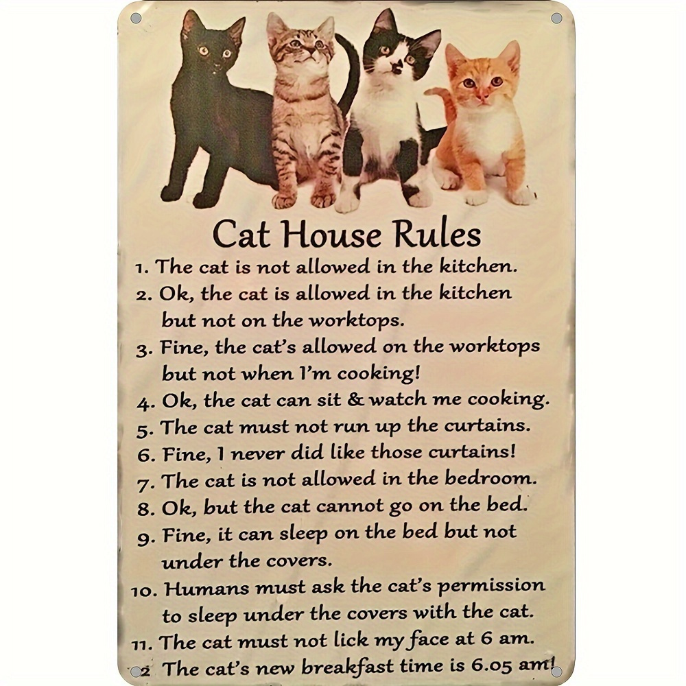Funny Metal Non Pet Owners Home Rules Dog Cat Lover Sign Novelty Wall Door Decor