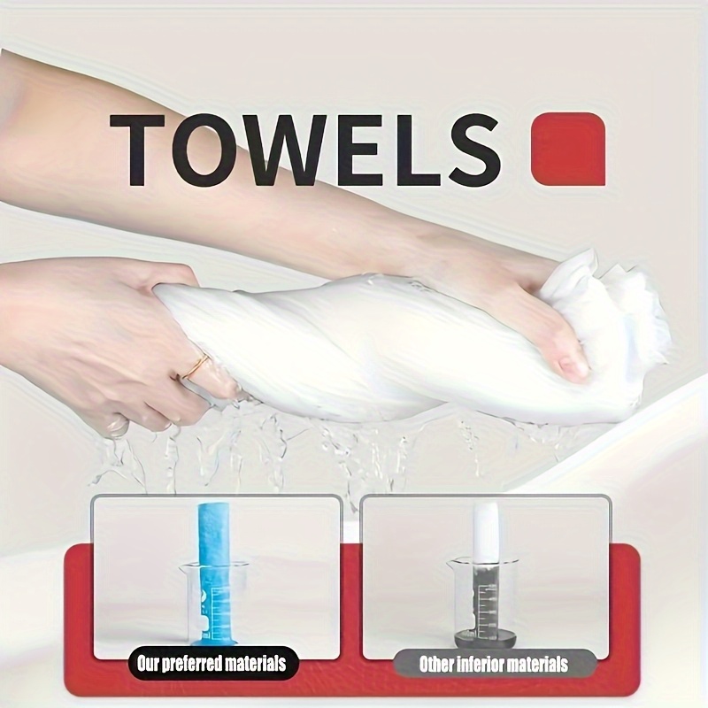 7 Pack EcoClean Portable Foldable Oblong Towel, 100% Bamboo Fiber, Lightweight, Contemporary Style, Modern Design, Rectangular Shape, Hand Wash Only, for Travel and Home Use