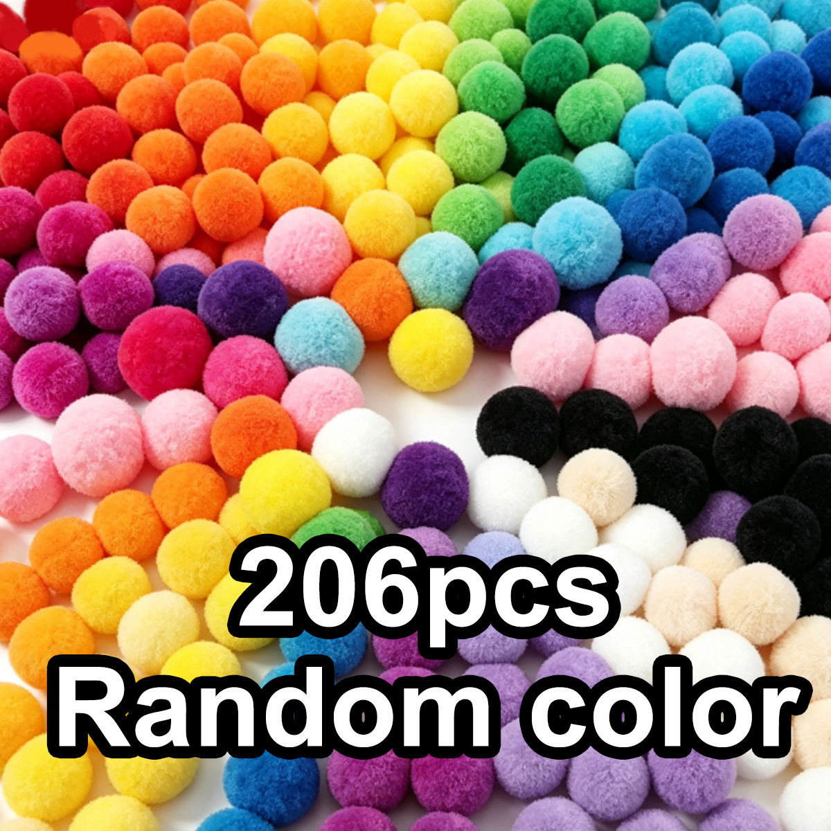 TEMU 106/206pcs 3cm Assorted Random Color Hue Fuzzy Balls, Long-lasting Chew Toys For Kittens Cats And Small Dogs, Entertainment And Training