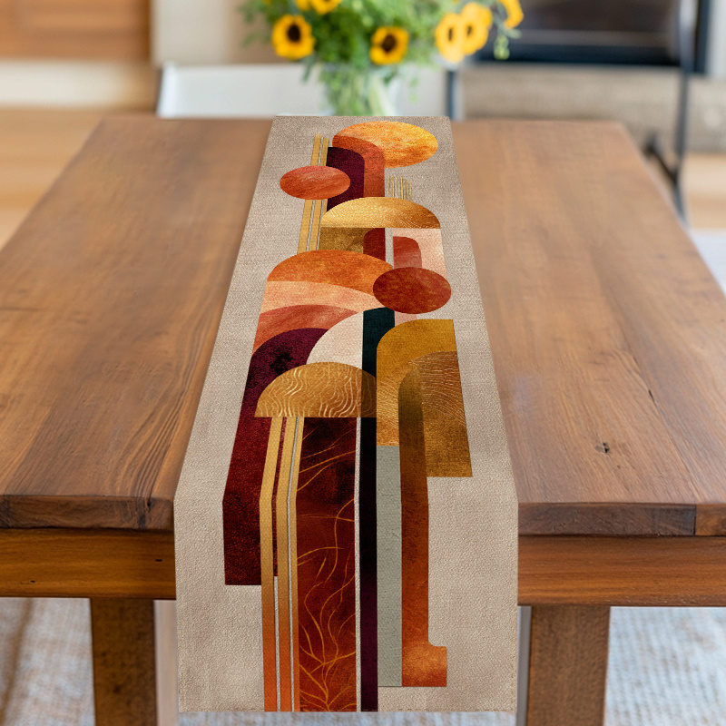 TEMU Runner da e copertura con design geometrico a e linee in colori terrosi, per l', il Ringraziamento, le feste del raccolto, i compleanni, i