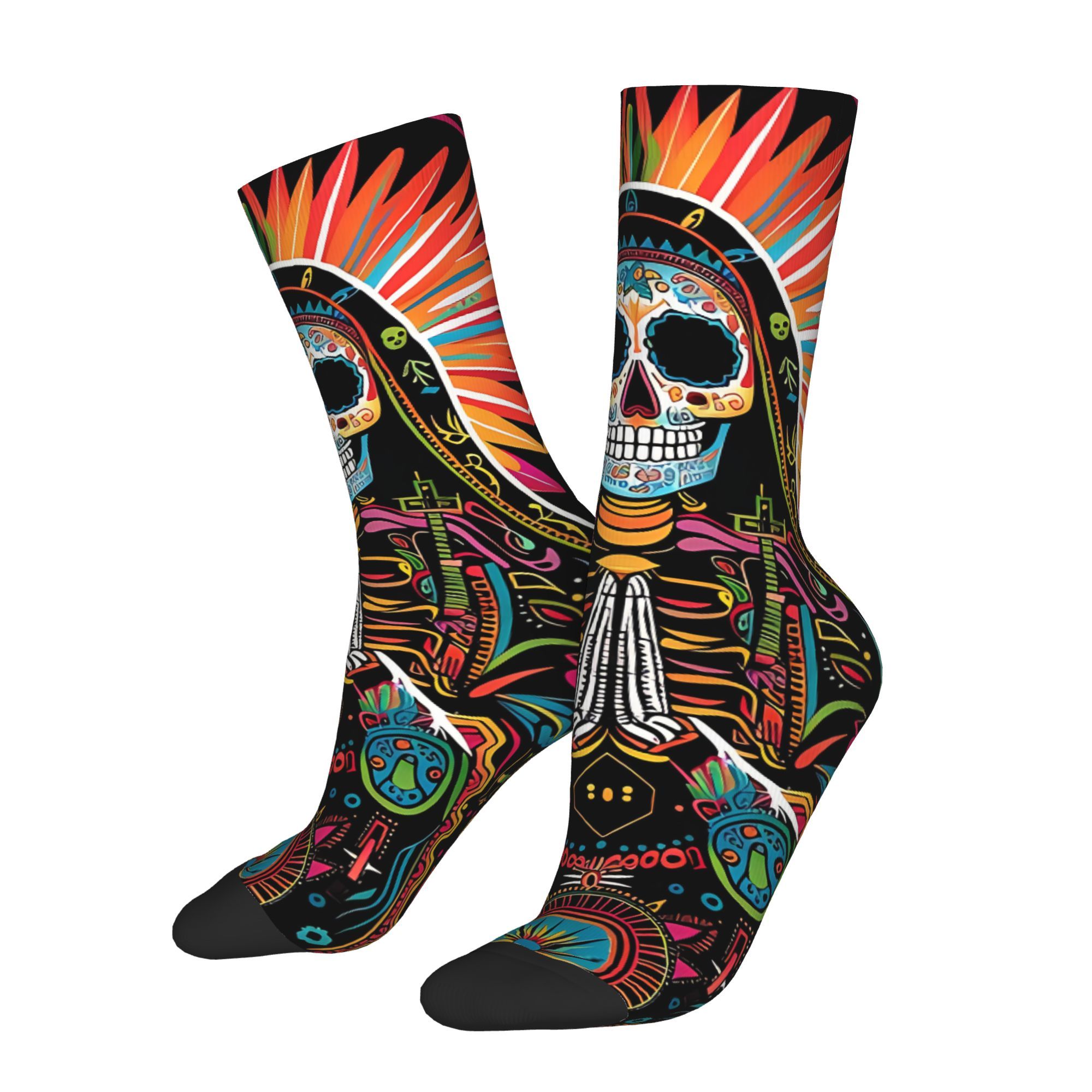 TEMU Calcetines media pantorrilla para hombre con estampado 3D de calavera, para ciclismo, exteriores, hip hop, correr, senderismo, cortavientos y