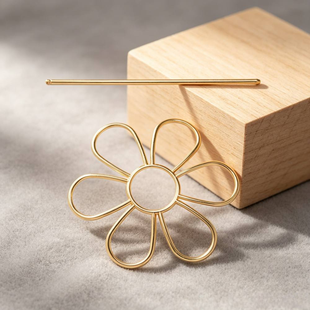 TEMU 1pc Easy Hollow Flower Hairpin, Elegant Versatile Hair Accessory, Classic Vintage Hair Clip Ornament, Women' Party Wedding Hairstyle Decoration