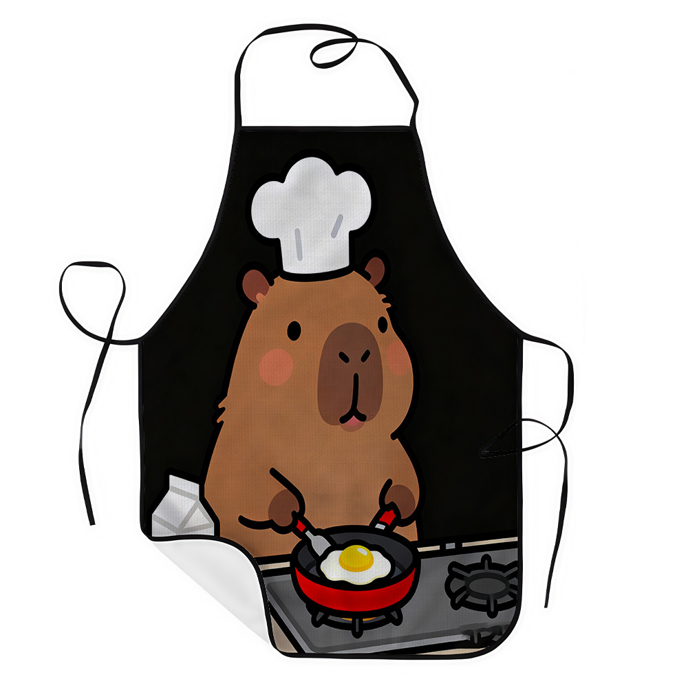 TEMU 1 tablier CAPYBARA avec impression Capybara au dos - Tablier de cuisine ajustable à lacets, design de Capybara pour les du BBQ, tablier durable,