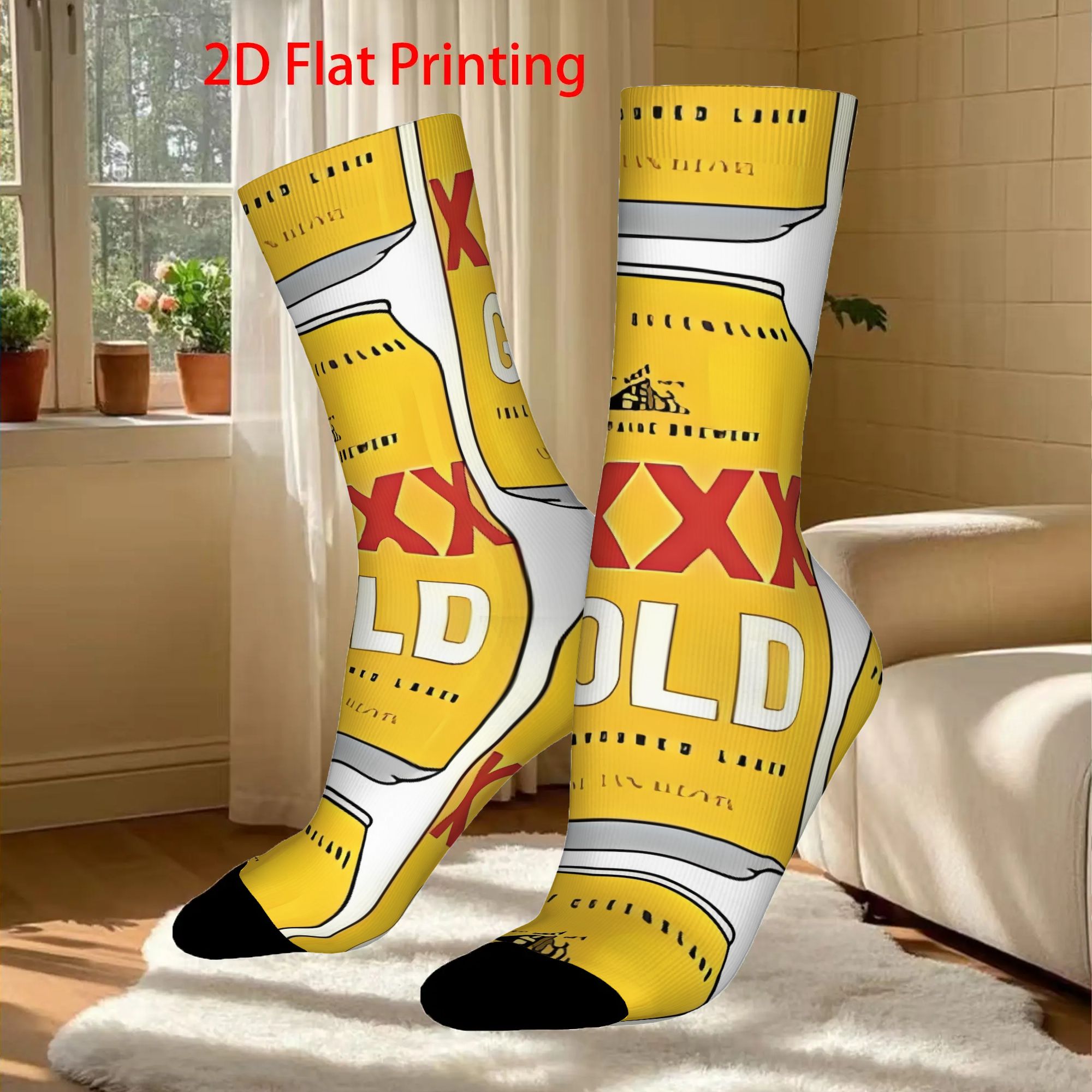 TEMU 1 Pair Hip Hop Retro Hand Drawn Xxxx Crazy Men's Compression Socks Unisex Harajuku Pattern Printed Funny Novelty 2d Flat Printing, 2d Flat