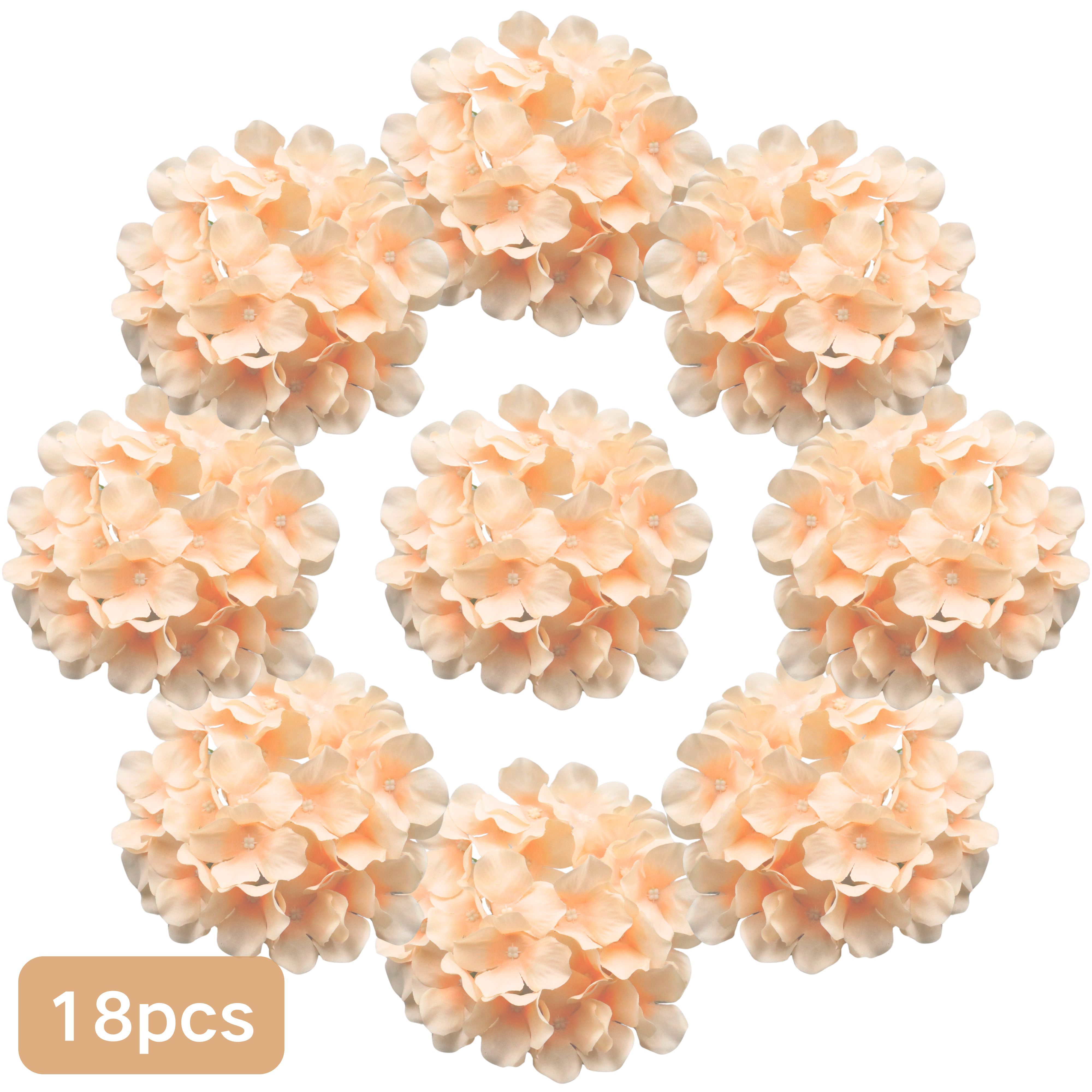 E-shop 18 Stück Pfirsichrosa Hortensien Künstliche Blumen, Elegante Wohnkultur Geschenk (Inklusive Draht)