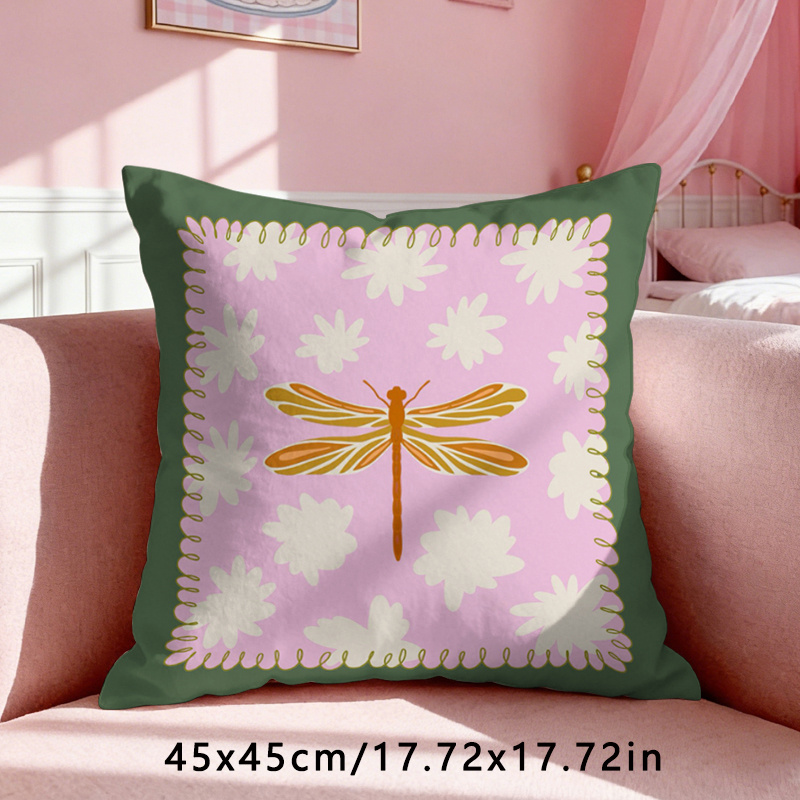 TEMU 1 pieza de Almohada de Margarita y - Cubierta de Cojín Floral con Verde y Cierre de Cremallera, Adecuada para Decoración de Sofá, Cama o