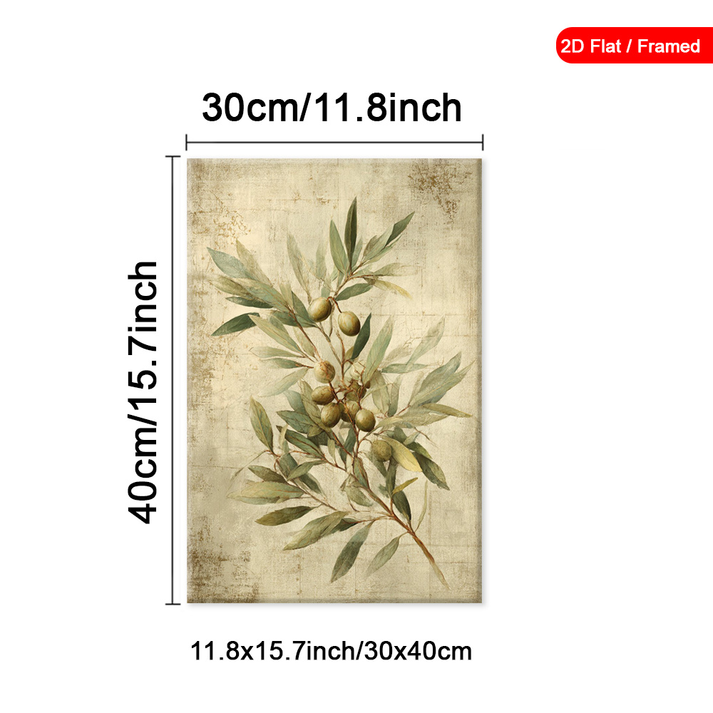 TEMU 2d Flat, 1pc Vertical Wall Art Framed - Rustic Modern Olive Tree Poster, Minimalist Decor Suitable For Living Room, Bedroom,, Bathroom, / Canvas