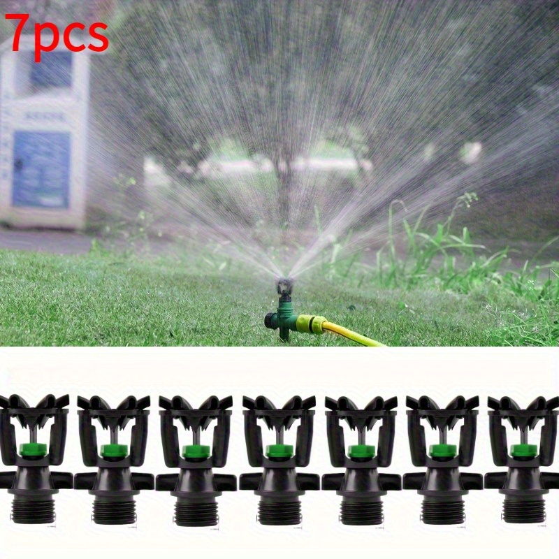 TEMU 7 boquillas ABS de calidad, de 1/2 , rociador difusor giratorio automático de 360°, para riego de jardín y césped de eficiencia - Verde y negro,