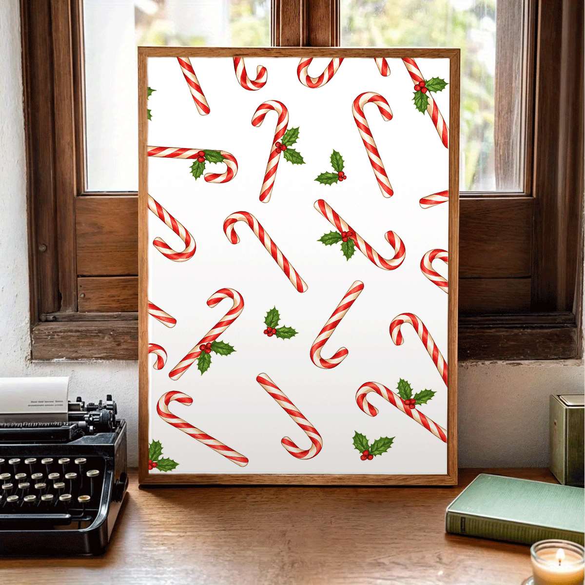 TEMU 1 Stück 2D Flachdruck Zuckerstangen Kunstposter Aquarellstil Wanddekoration Ungerahmter Leinwanddruck Wohnkultur Hängende Bilder Raumdekoration