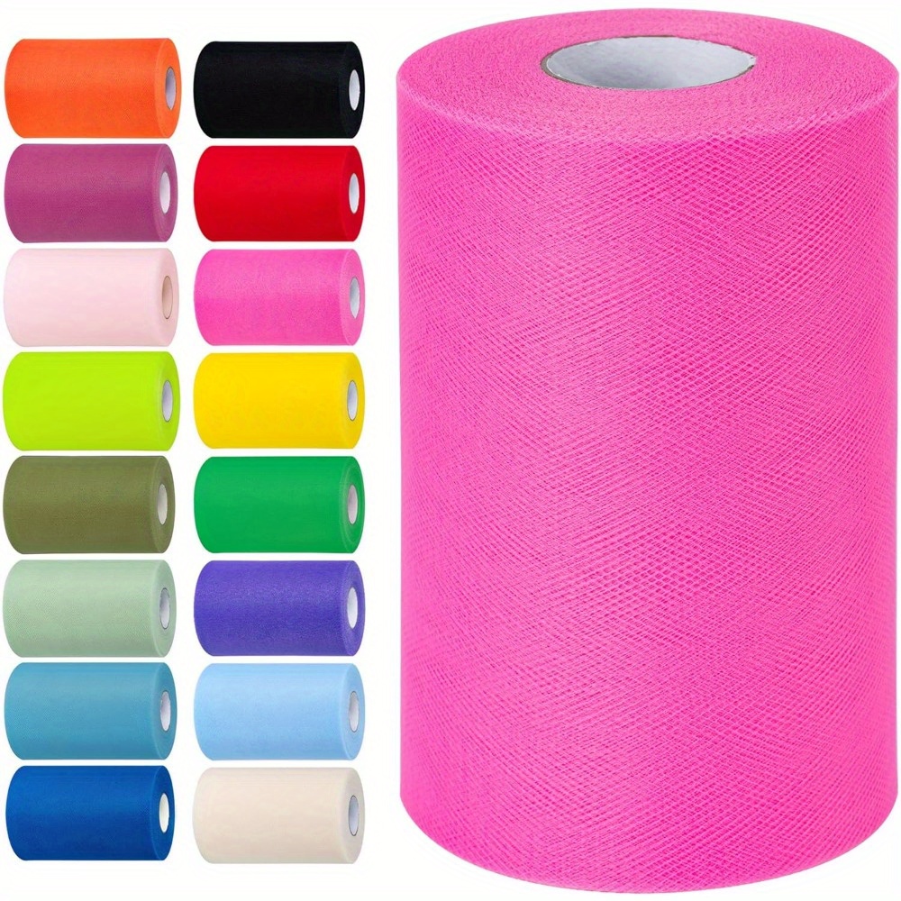 TEMU Tulle Fabric Rolls 15cm X 91.4cm - 45 Colors , Best For Christmas, Halloween, Thanksgiving Festival Gift Packing, Home Decor, Tulle Roll Spool