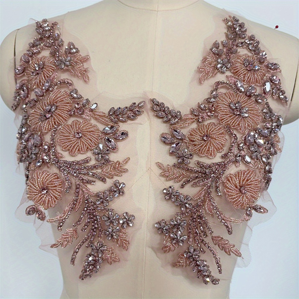 1 pair floral applique crystal - Temu Mauritius