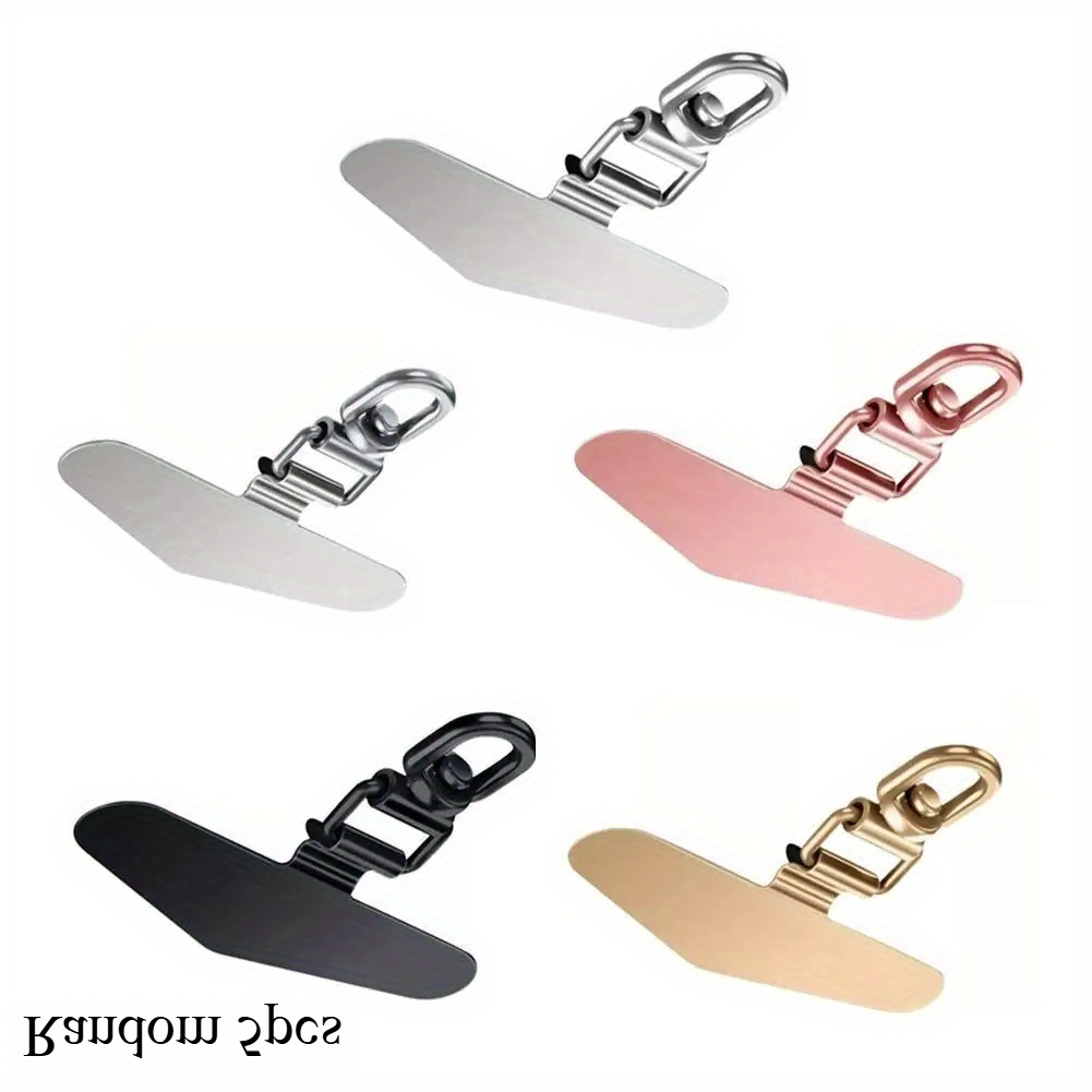 Image of 5pcs Random Color Stainless Steel Phone Tether Tabs, Metal Patch Gaskets, Durable Safety Connectors For Cell Phone Lanyards & Wrist Straps, For Smartphones