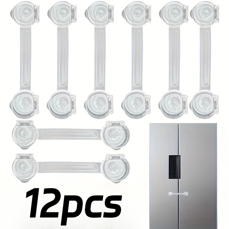 Image of 12 Drawer & Cabinet Locks | Transparent Security Lock For Drawers, Cabinets And Refrigerators Without Drilling To Install, Durable Plastic, Push-button Operation, Suitable For Apartment And Pet Owners