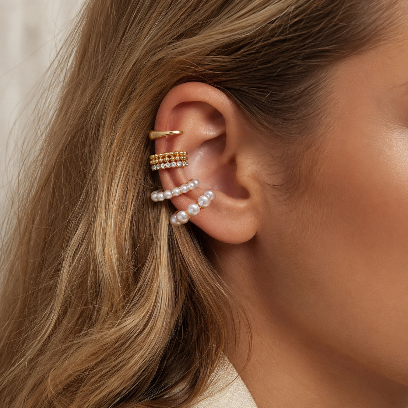 TEMU de oreja minimalista de estilo francés para mujer, juego de 4 piezas de clip de oreja de de , diseño de , adecuado para el uso diario de las