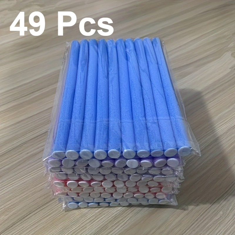 TEMU 49pcs Foam Heatless Curling Rod Set, Soft Sponge Hair Rollers, Heat-free Twist Curlers, Portable Hairstyling Tools, Curling Tools, Random Multi-colors