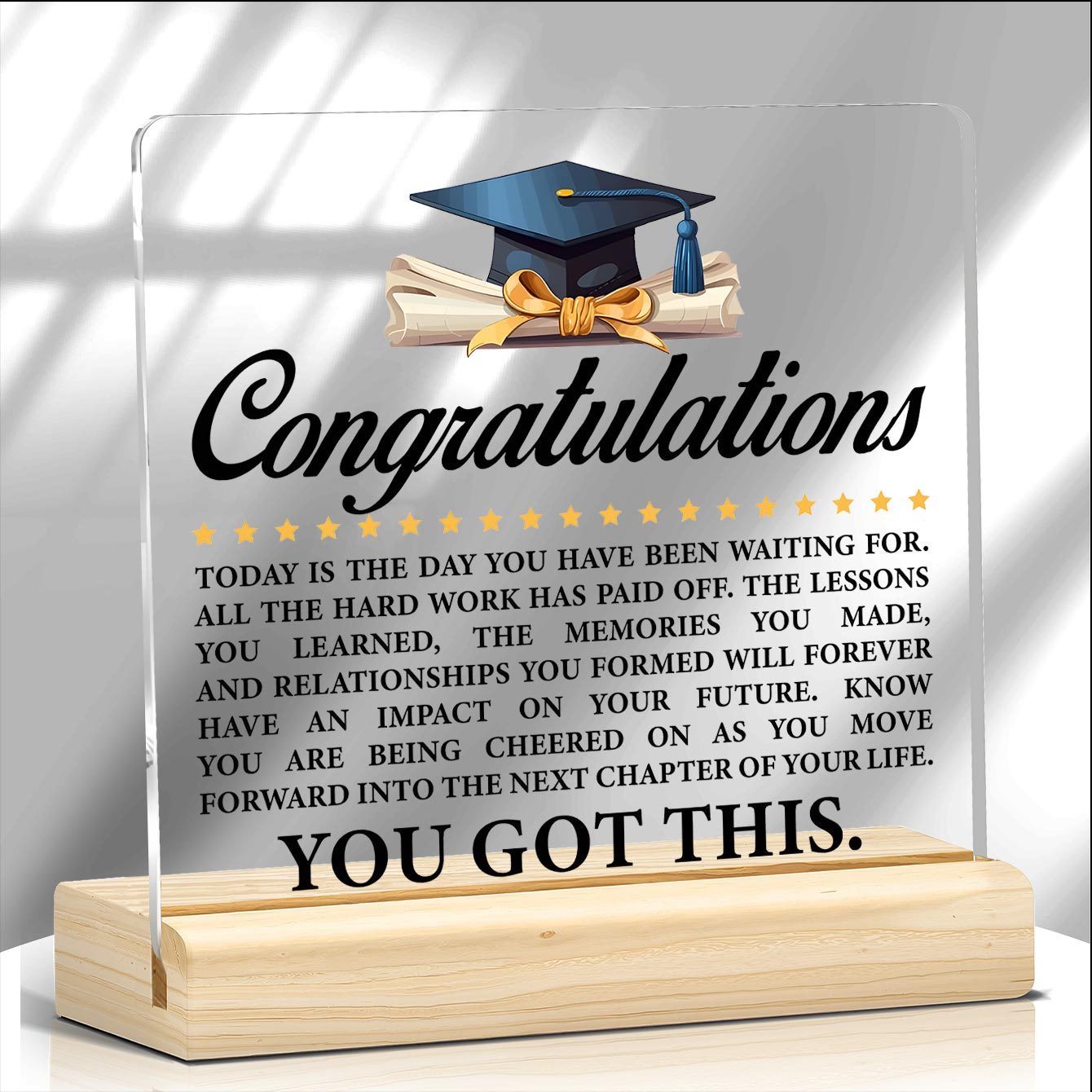 TEMU 2d Flat, 1pc Class Of 2026 Graduation Gift Plaque - Suitable For Classroom Desk Decor, Office Table, Acrylic Congratulations Sign For Students,