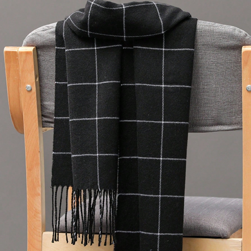 

1pc Unisex Striped Cashmere Neck Warmer Scarf, Suitable For , Group Purchase, Travel, Gifts, Autumn Winter