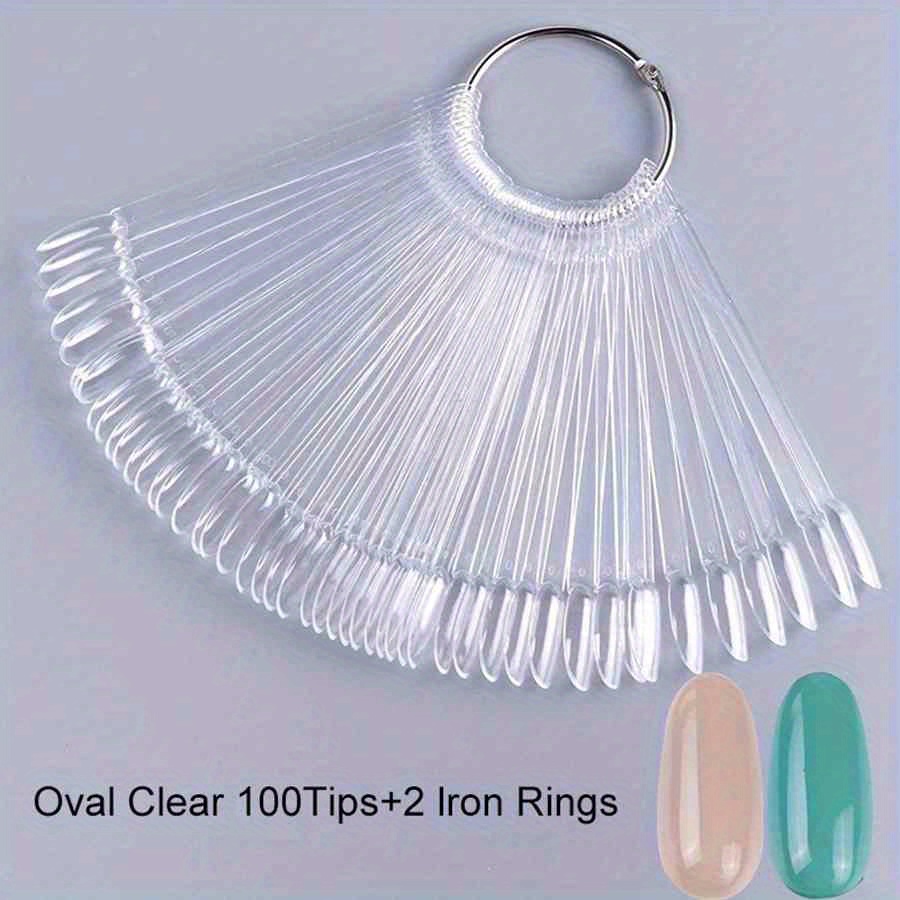 TEMU 100pcs/lot False Tips Clear Nail Swatches Color Card Display Chart Gel Polish Template Nail Acrylic Palette