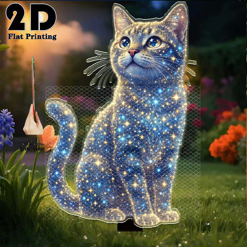 TEMU 2d Flat, [2d Flat] 2d Flat Printing, 1pc Cat Garden Decorative Stake, Outdoor Courtyard Garden Lawn Decorative Ornament, Garden And Flower Bed