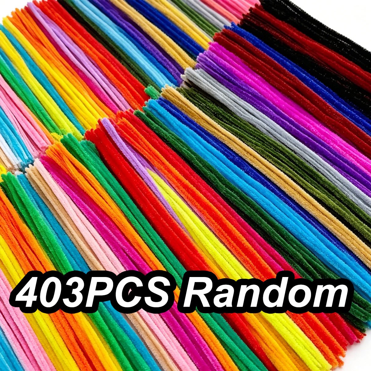 Image of 403pcs 11.8-inch Random Color Chenille Stems – 30 Vibrant Random Colors, Diy Craft Supplies For Party Decorations, Birthday Gifts & Handmade Party Crafts Zsy