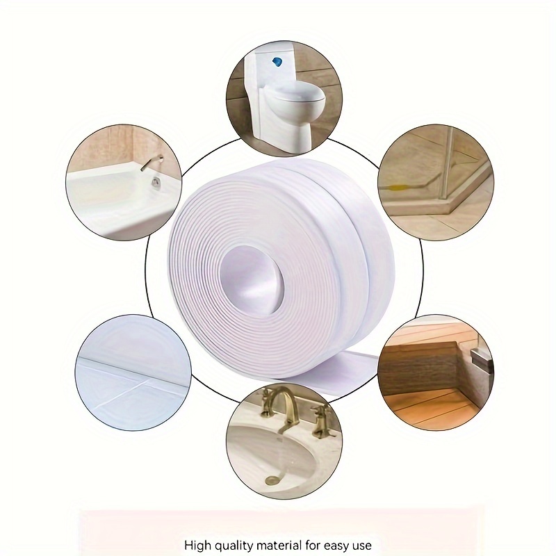 item picture 4.19cm, 2 Rolls Silicone Kitchen And Bathroom Waterproof Sealing Tape, Easy to Cut Corner Sink Toilet Bathtub Sealing Strips, Waterproof,  , Insect-Proof, Durable And   for  , Universal for Kitchen And Bathroom