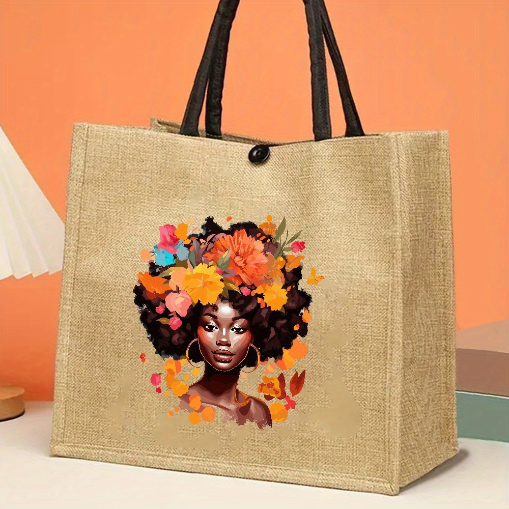 TEMU Sac Tote Esthétique Mois de des Noirs, Sac à Main Imprimé Noir, Grande , Style Tendance et Simple, Sac en Jute Durable pour -, Fête, Voyage,