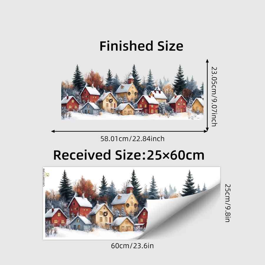 TEMU Christmas Winter Painting Window Sticker, Luminous Window Cedar Pattern, Easy-to-install Double-sided Electrostatic Window Decal, Christmas