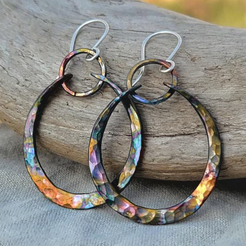 TEMU Chic And Unconventional Bohemian Earrings Featuring A Round Design With A End, Retro Ethnic Style Earrings , Making Them Perfect For Parties,
