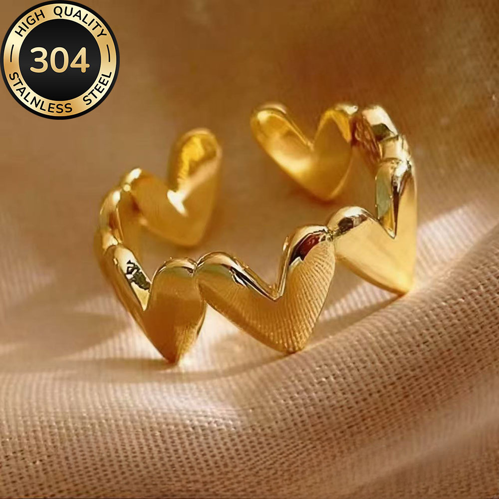 E-shop Hochwertiger, goldener, offener Ring aus allergikerfreundlichem Edelstahl, lichtbeständig, einfach und elegant, geeignet für den oder als