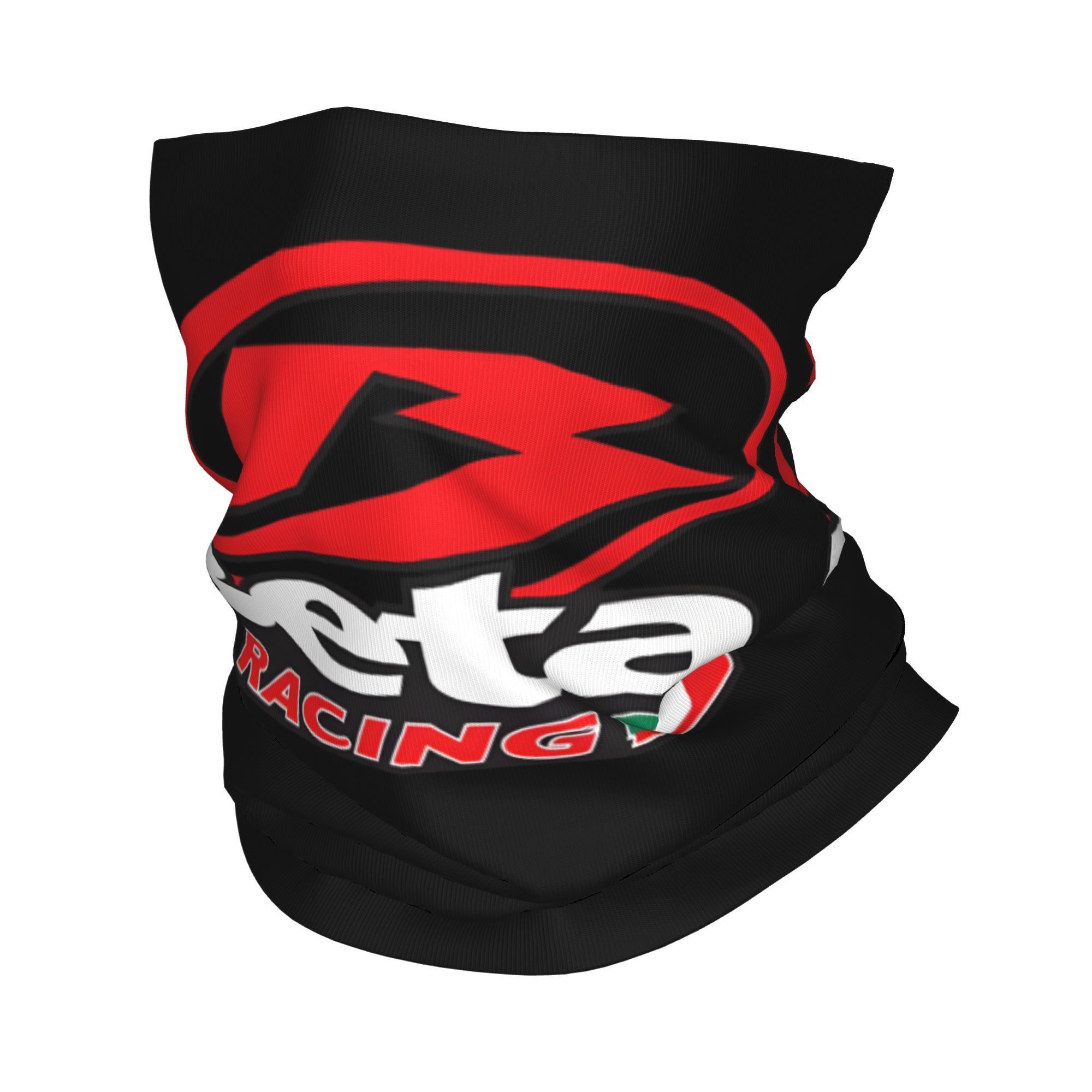 

Beta Racing-inspired Adult Bandana Neck Gaiter - Windproof, Stretchy Polyester Balaclava With Graphic Design For Cycling & Motorcycling, Black With Red Accents