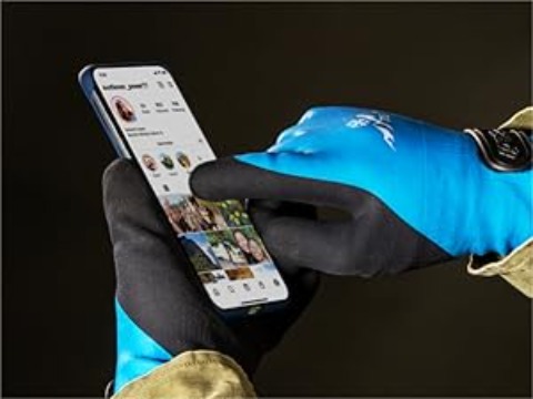 Gants de travail d'hiver thermiques et isolés, imperméables pour hommes et femmes - Gants de congélateur pour temps froid avec compatibilité écran tactile, antidérapants, doublure en nylon et polaire, lavables en machine, bleu (moyen) pour la construction, la pêche, le jardinage, les activités de plein air