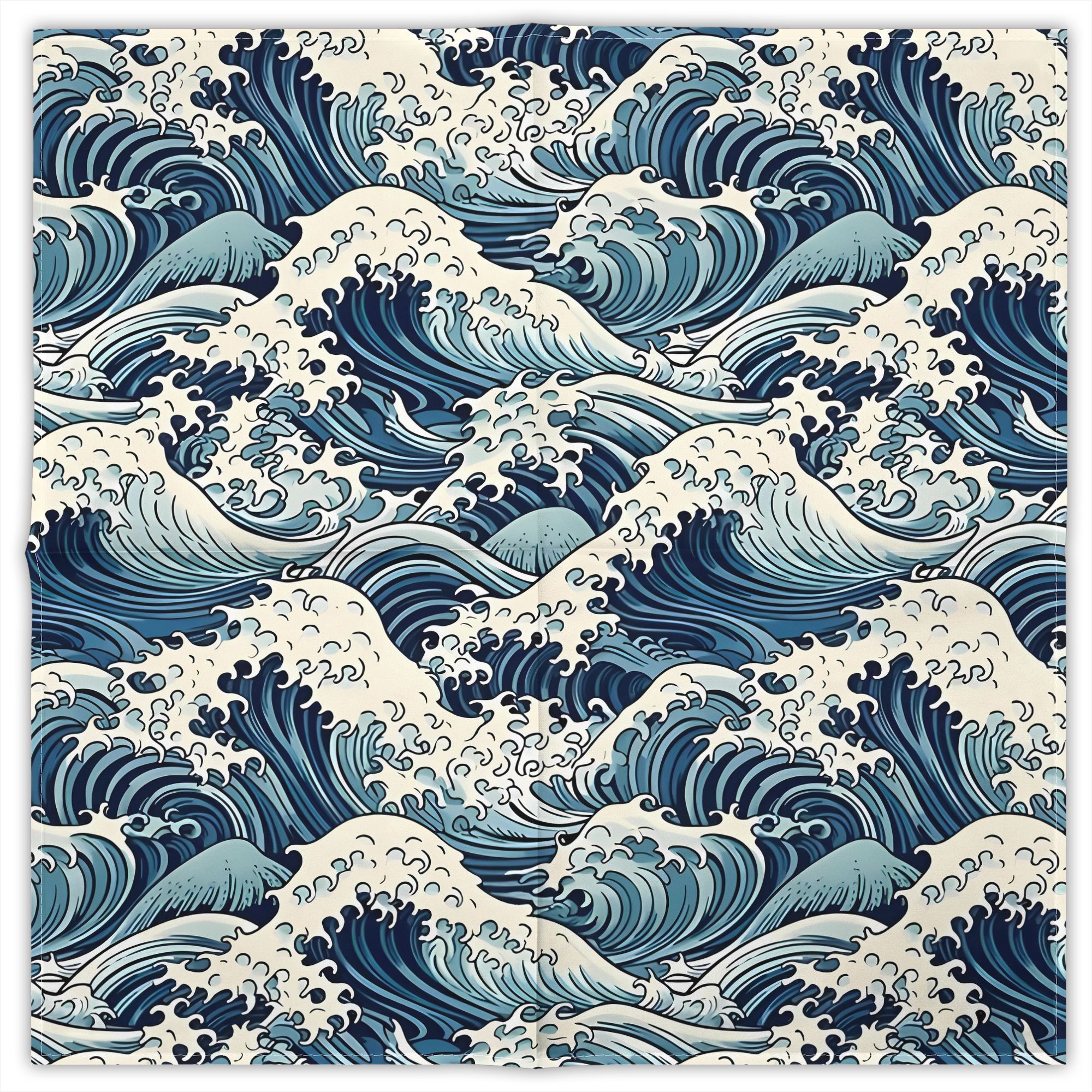 TEMU Pañuelos de moda con diseño de ondas japonesas impresas en 2D para decoración
