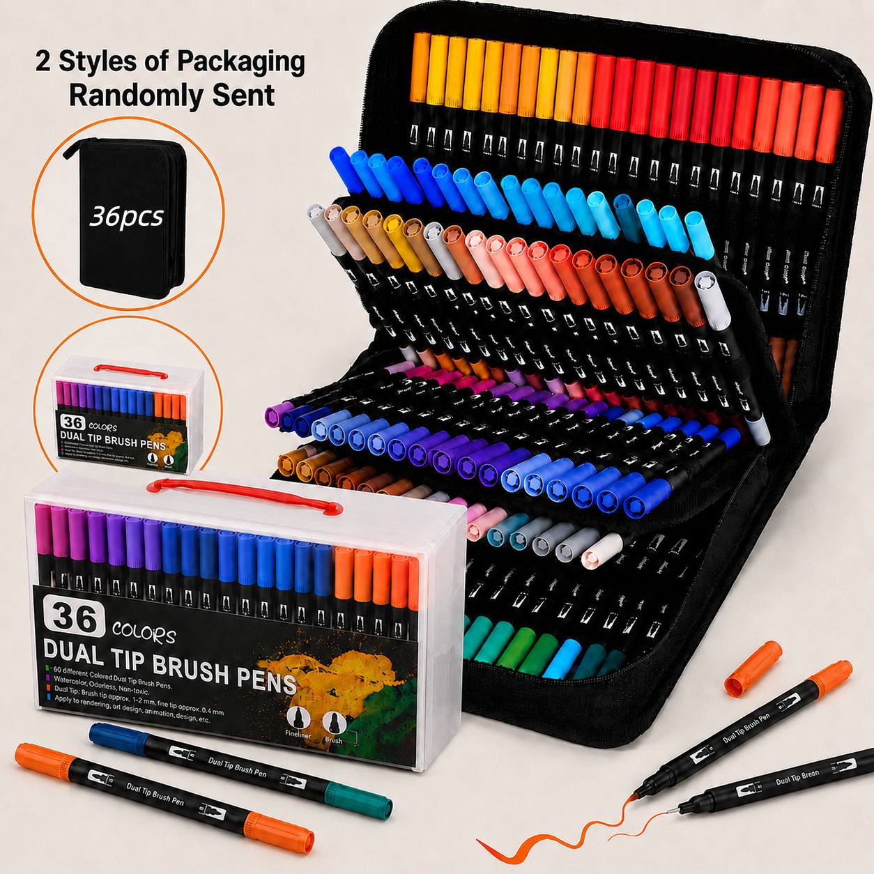 TEMU a punta a 36 toni per disegno , a per , , e a pennello elastici per miscelazione, gamma completa di colori per hobbistico, creazione di layout
