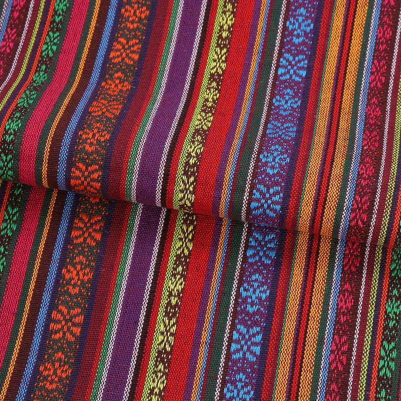 TEMU 1pc Vibrant Ethnic-inspired Jacquard Woven Fabric, Pre-cut 19.68x59inch 100% Polyester Fabric, Bohemian Style, Striped And Geometric Patterns,