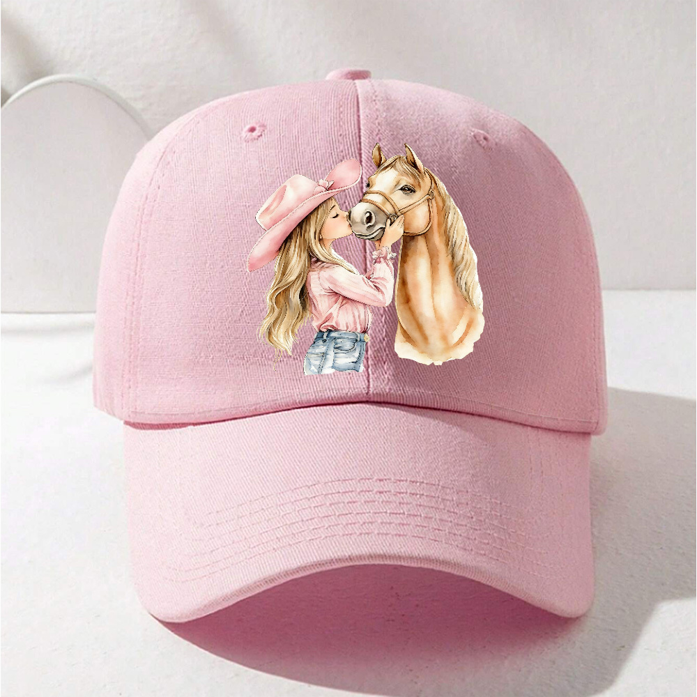 1pc, "rodeo : Pink Western Cowgirl Hat - Adorable Gift For Horse Enthusiasts | Adjustable, Breathable Baseball Cap For Outdoor Activities & Attire, Ideal Gift , Fits , Regular Size