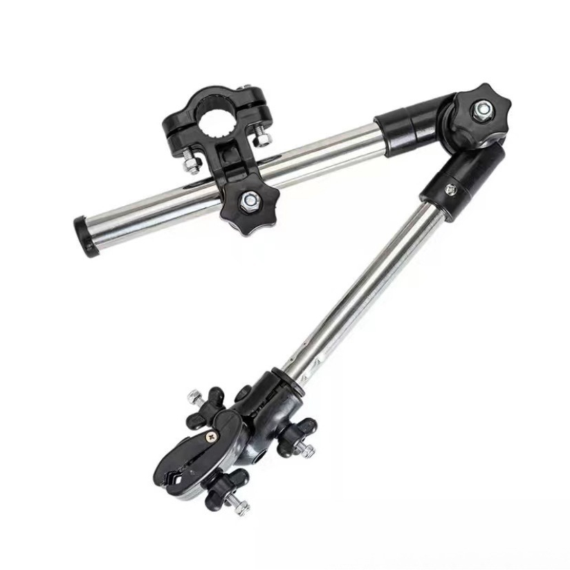 TEMU Stainless Steel Umbrella Stand With Adjustable Folding Support And Locking Mechanism - Heavy-duty Design, Suitable For Wheelchairs, Bicycles,